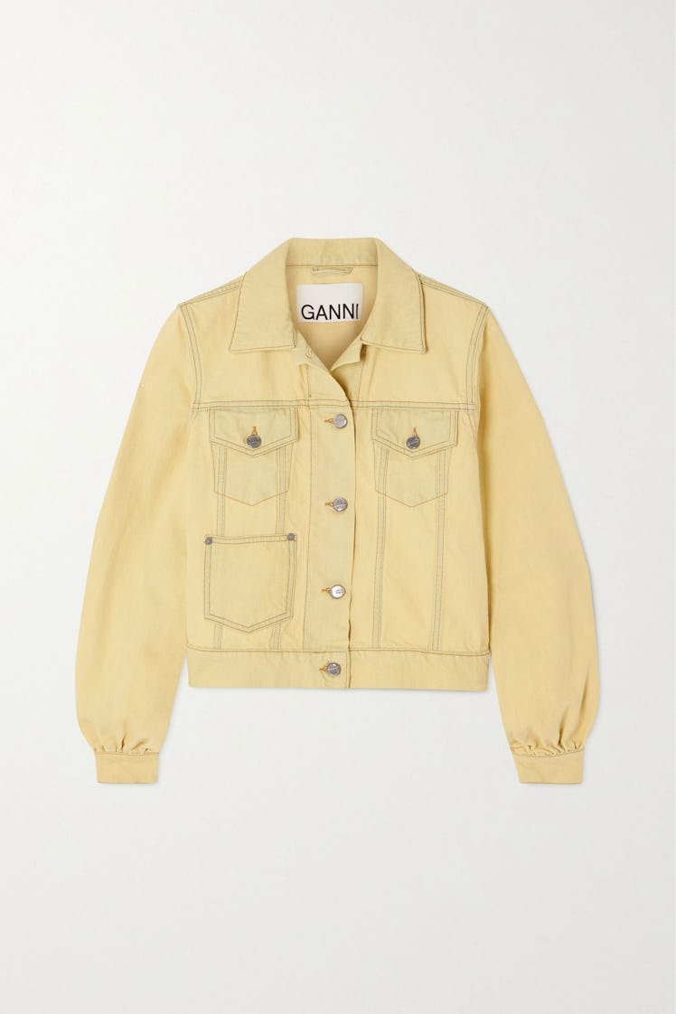 spring 2022 color trends pale yellow denim jacket 