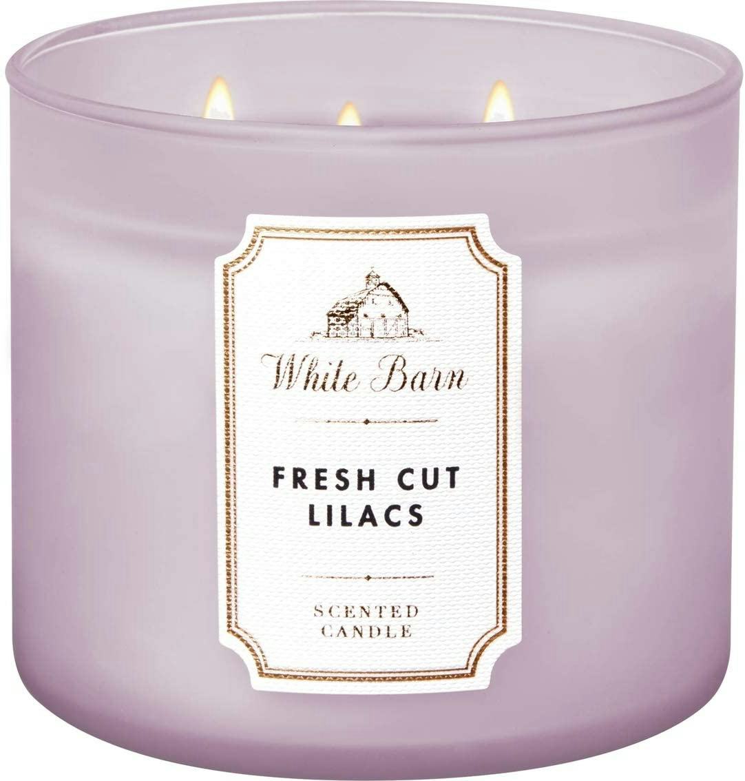 Bath &amp; Body Works White Barn Fresh Cut Lilacs 3-Wick Candle