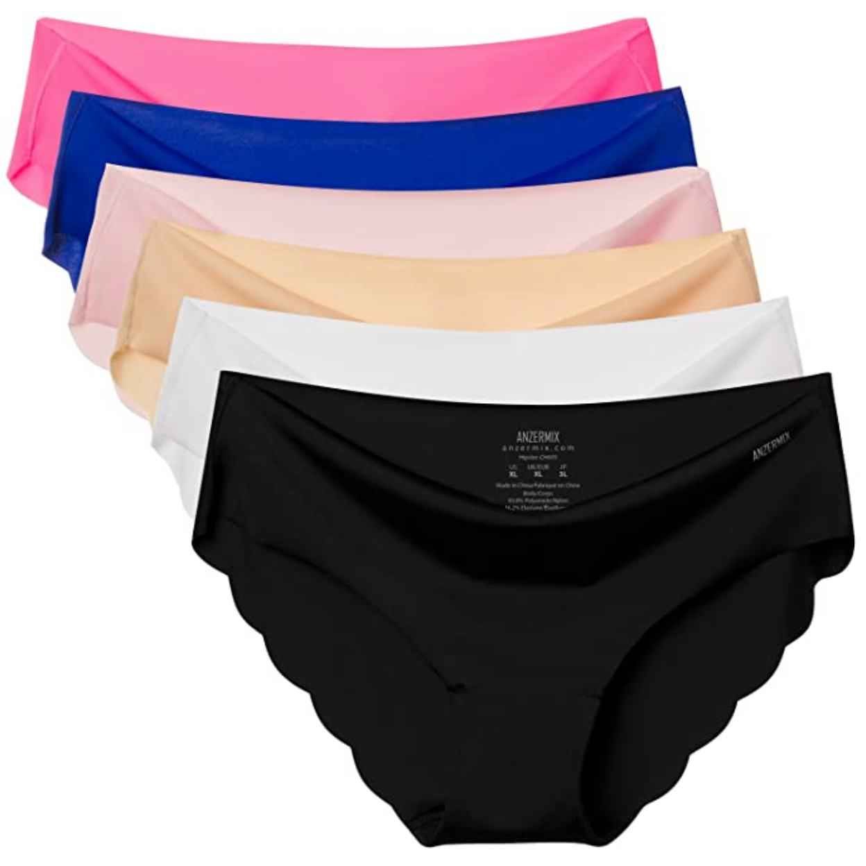 Anzermix Seamless Laser Cut Brief Panties (6 Pack)