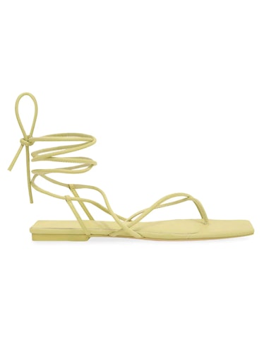 spring 2022 color trends pale yellow lace up sandals 