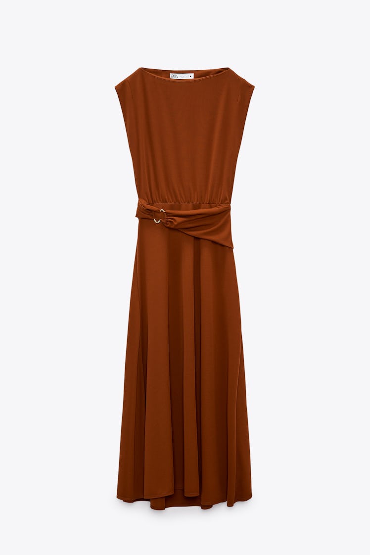 spring 2022 color trends brown midi dress