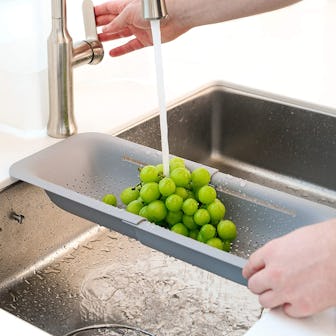 BLUE GINKGO Over the Sink Colander Strainer Basket