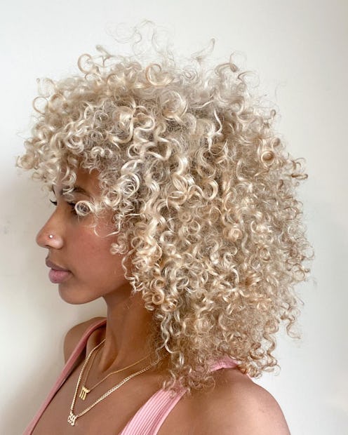 blonde curly hair