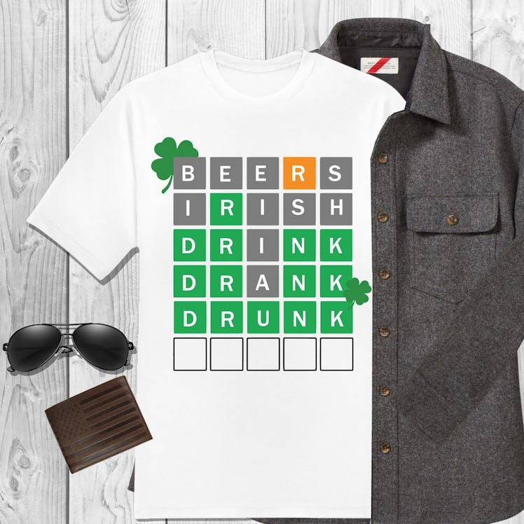 Funny St Patricks Day shirts on Etsy include this Wordle tee.