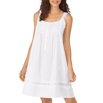 Eileen West Cotton Dobby-Striped Chemise Nightgown