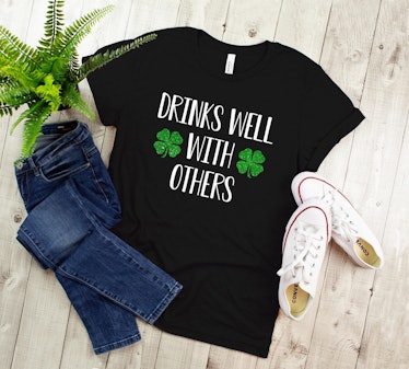 Funny St Patricks Day shirts on Etsy include this drinking tee. 