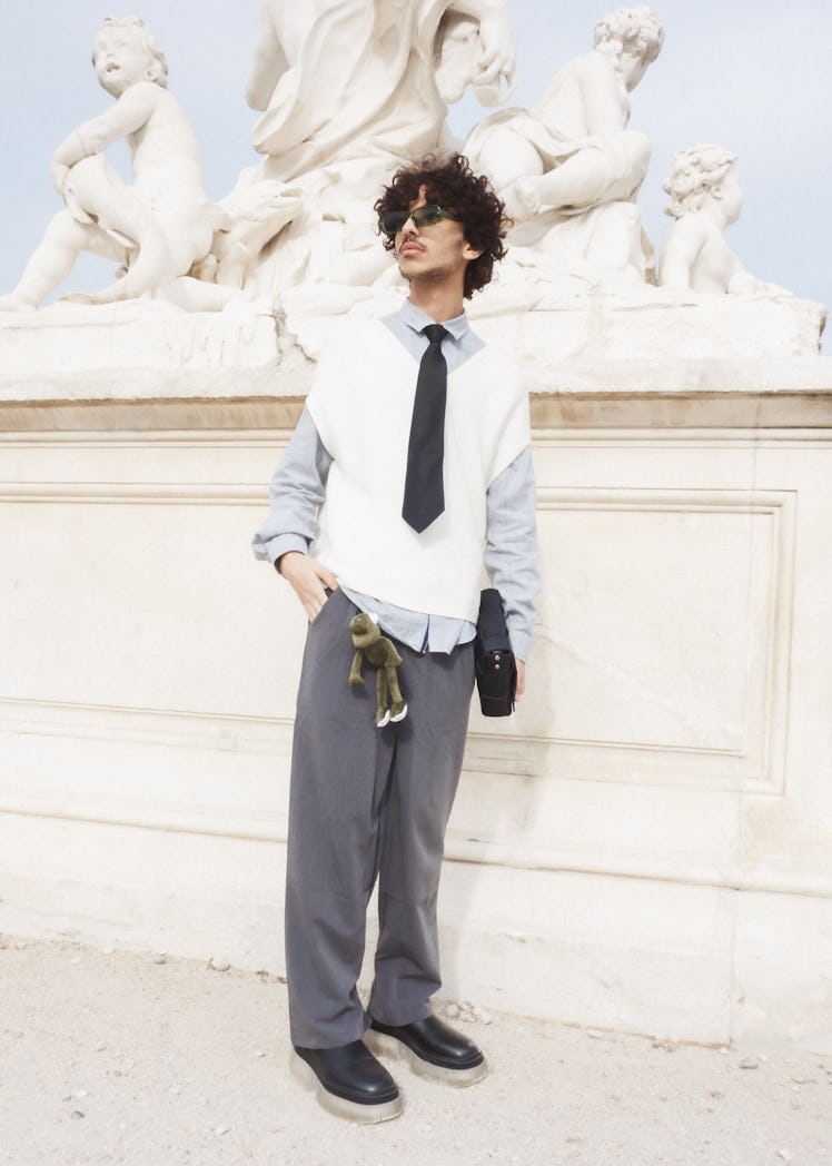 A person wearing a tie at Paris Fashion Week