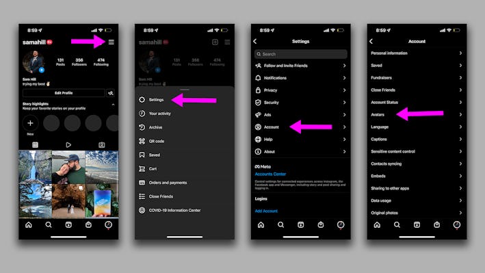 How to create and customize an Avatar on Instagram or Facebook