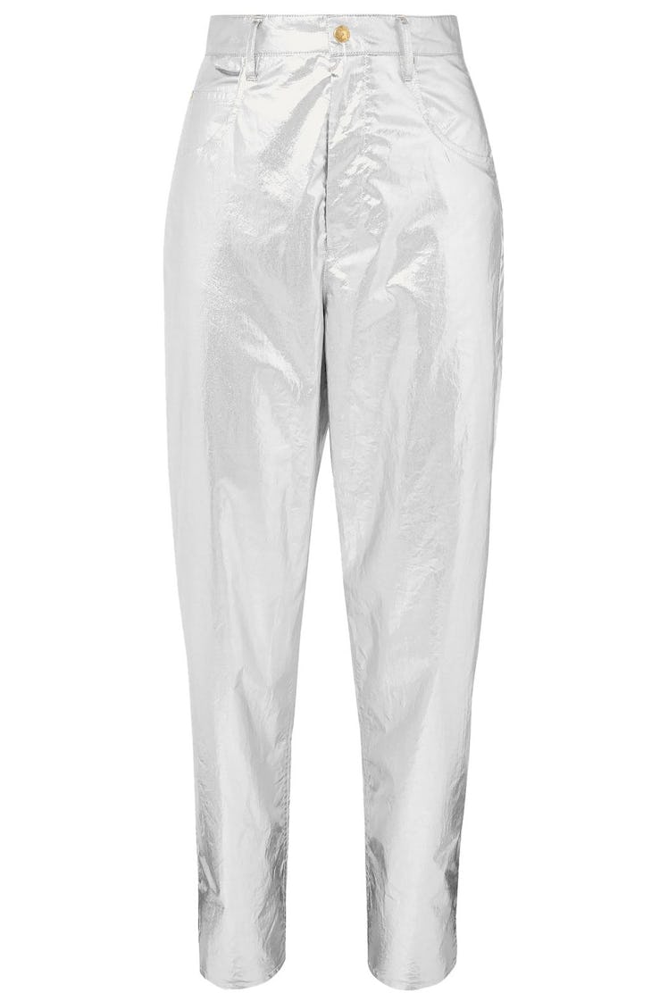Isabel Marant silver tapered pants tiktok trend space age