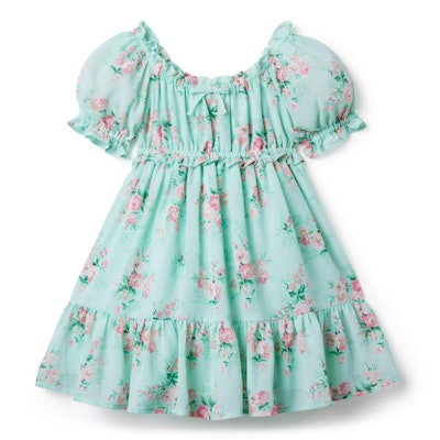 This baby girl Easter dress is a vision of teal and pink.