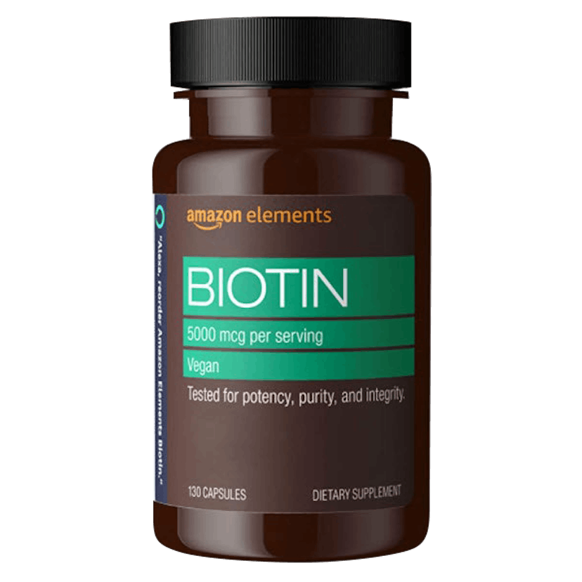 Amazon Elements Vegan Biotin 5000 mcg - Hair, Skin, Nails - 130 Capsules