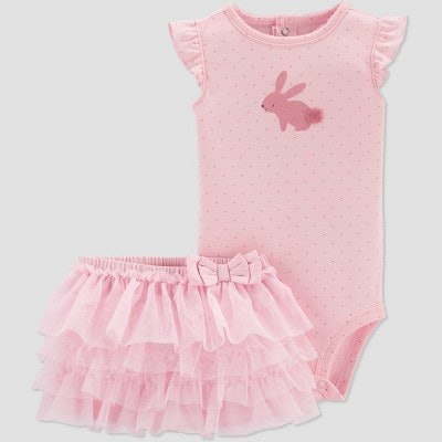 Pink lovers will obsess over this Easter bunny onesie and tiered tutu.