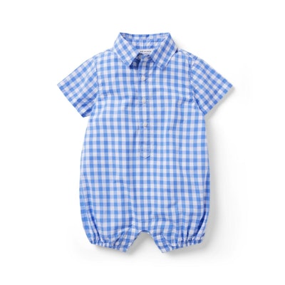 Blue gingham is a gentlemanly pattern for even the tiniest baby boys.