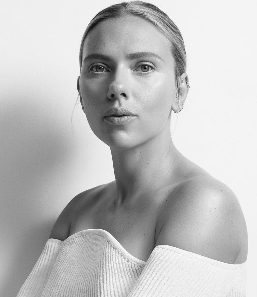 Scarlett Johansson black and white portrait