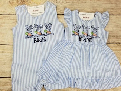 Easter shortalls are a great outfit option for baby boys.