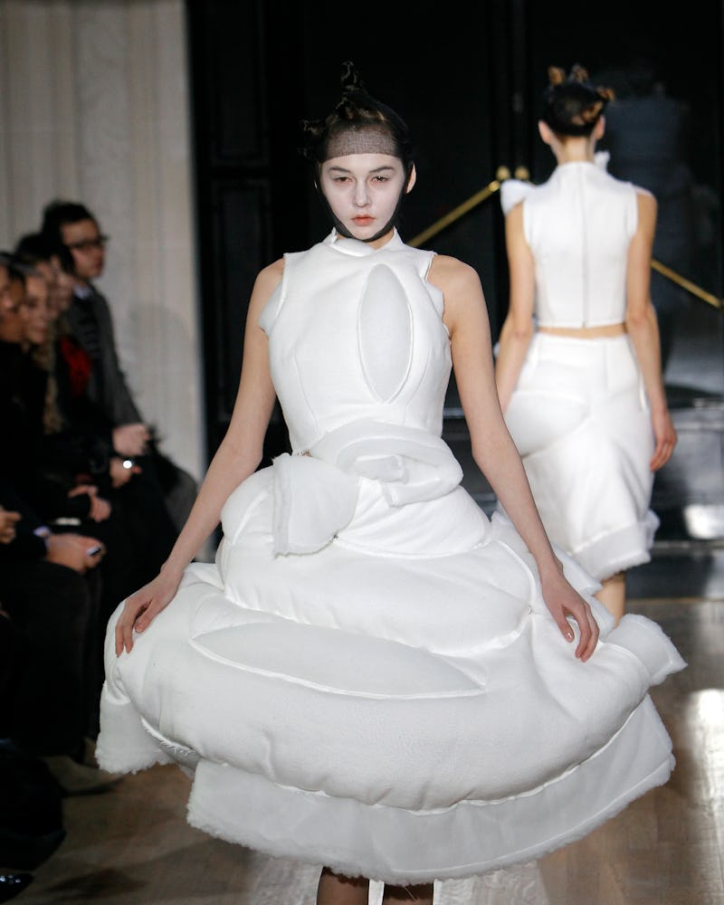 A model presents a creation for Comme des Garcons during the Fall/Winter 2010/2011 show