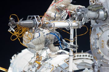 Russian cosmonauts working on the ISS in 2012.
