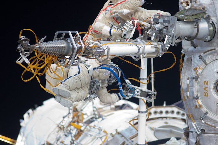 Russian cosmonauts working on the ISS in 2012.
