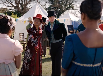 Sam Frenchum as Mr. Dorset and Adjoa Andoh as Lady Danbury in Bridgerton Season 2