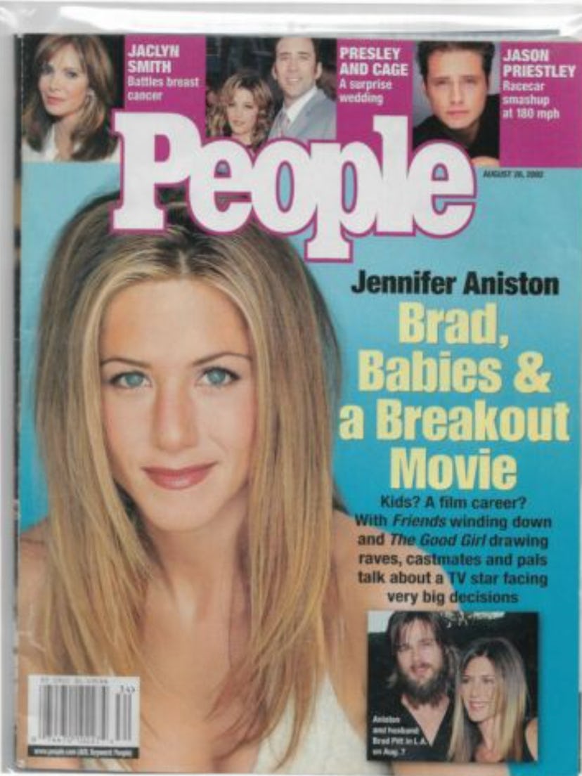 Jennifer Aniston on the cover of People magazine in August 2002