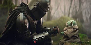 Mando and Grogu in The Book of Boba Fett