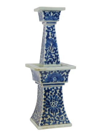 Antique Chinese Blue and White Porcelain Candlestick