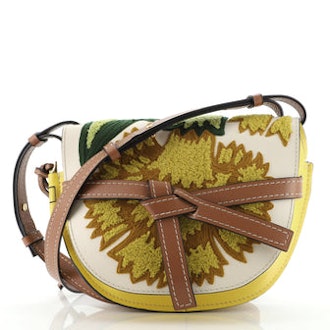 Loewe Gate Shoulder Bag Leather with Floral Applique