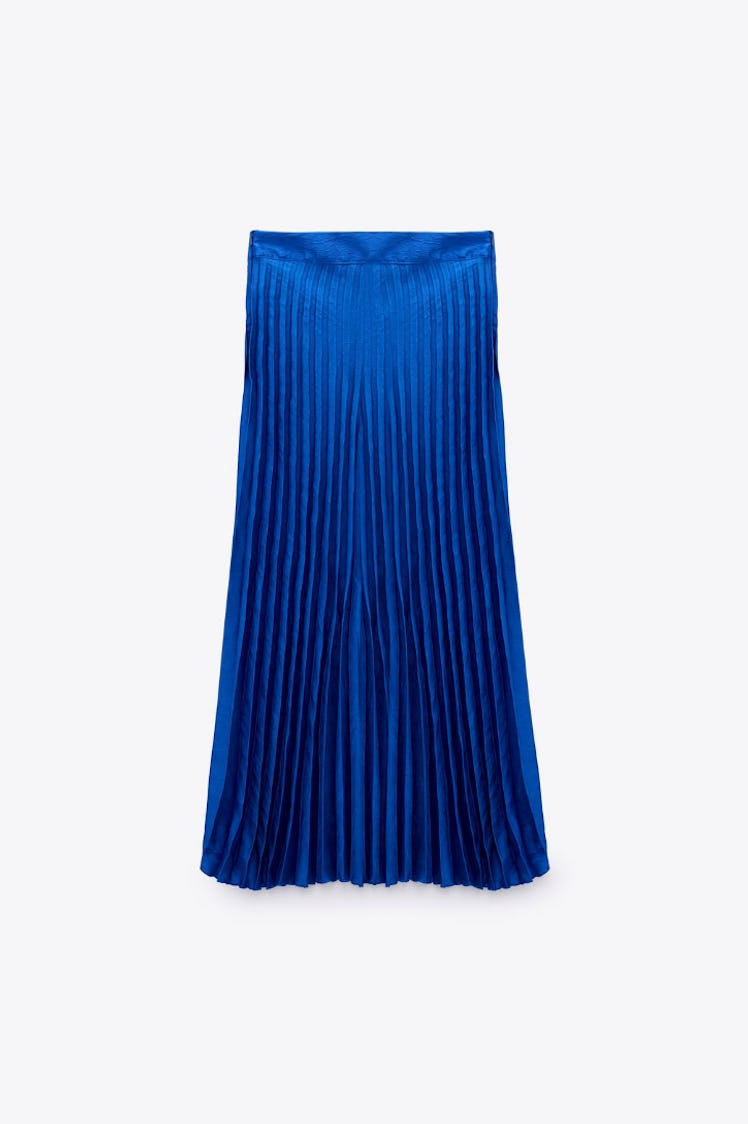 Zara's Pleated Satin Effect Skirt. 