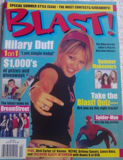 Hilary Duff on the cover of Blast! in March 2002