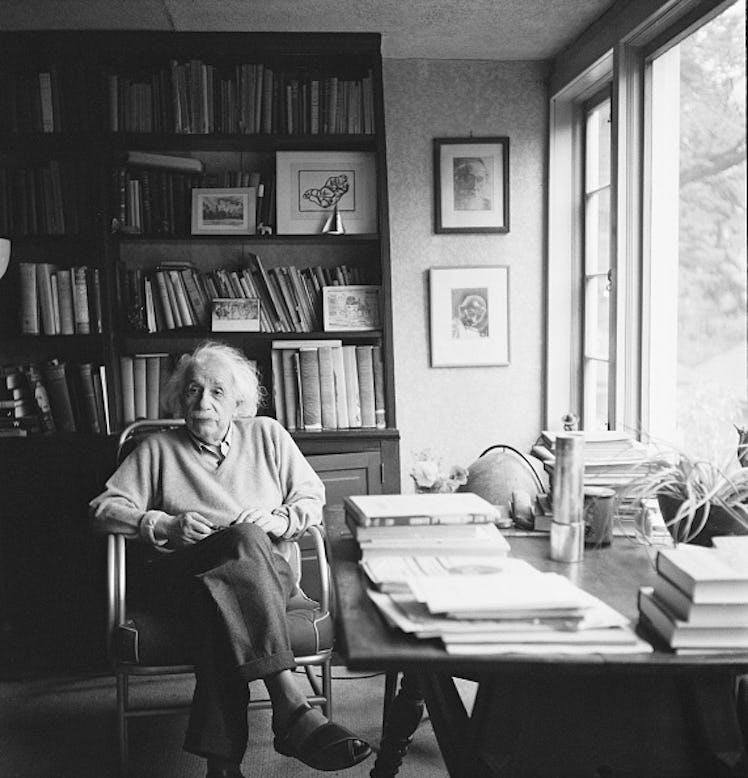 Albert Einstein in his study at Princeton in 1951. 
