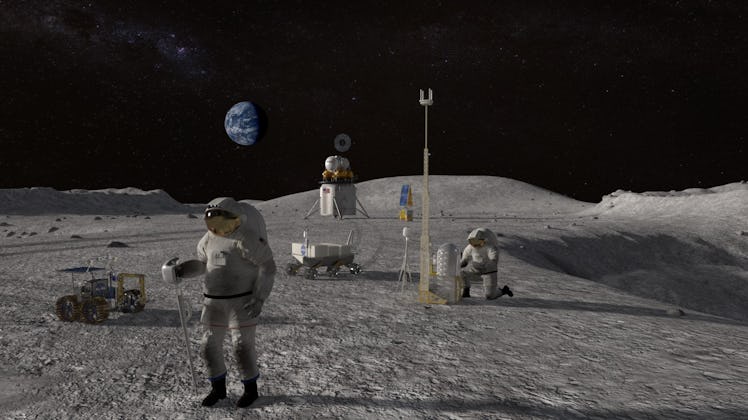 nasa illustration of astronauts on the moon