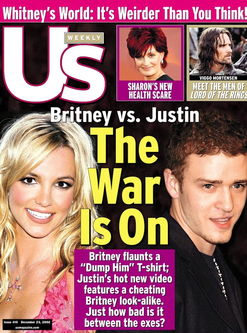 Britney Spears and Justin Timberlake on the cover of US Weekly in December 2002