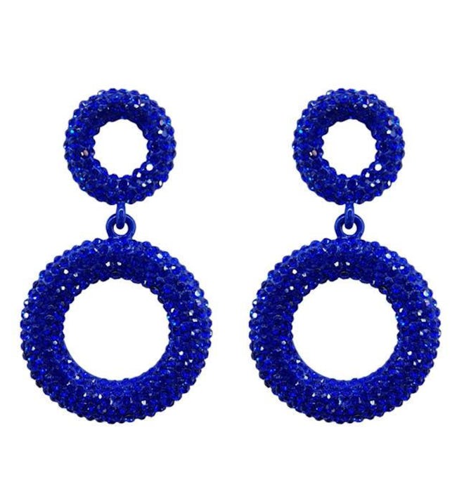 Embeded Crystal Small Circle Drop Earring