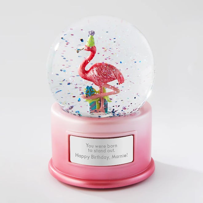 Birthday Flamingo Personalized Snow Globe