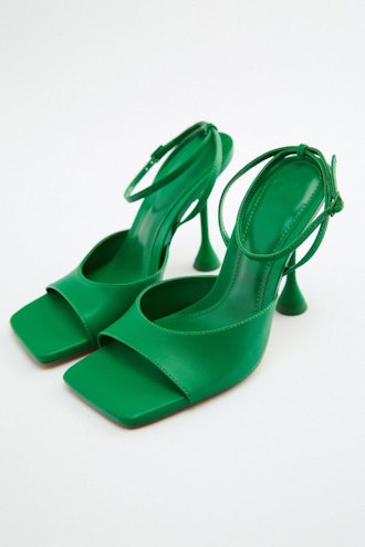 Heeled Sandals Zara Bottega Green Spring 2022 essential