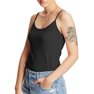 Hanes Stretch Cotton Cami with Built-in Shelf Bra