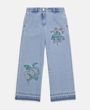 Stella McCartney Flower Embroidered Denim Trousers 