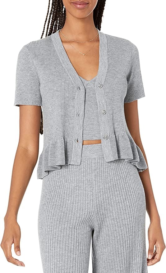 The Drop Peplum Ruffle Cardigan