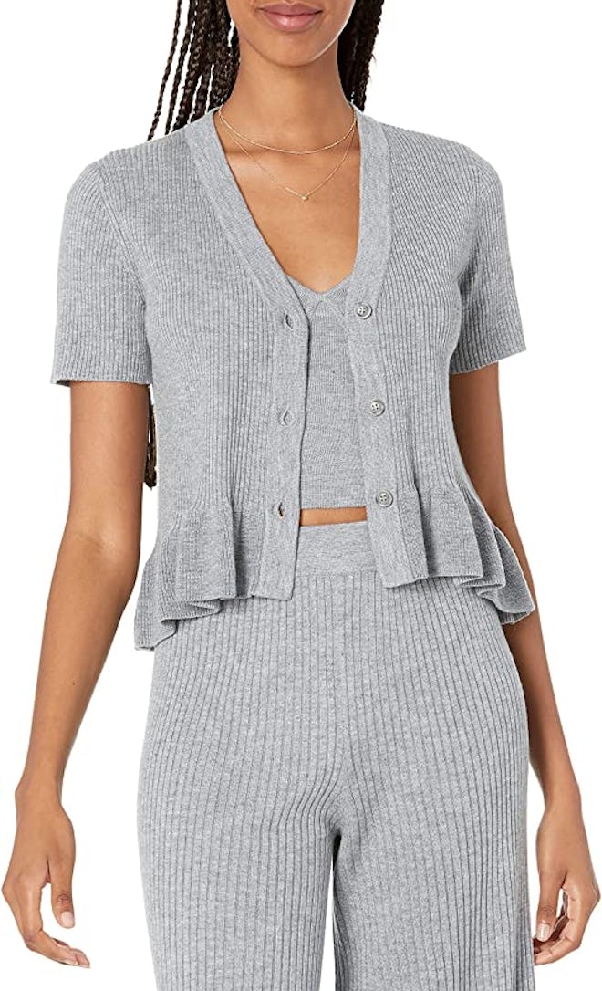 The Drop Peplum Ruffle Cardigan