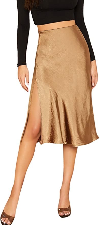 SheIn Satin Midi Skirt