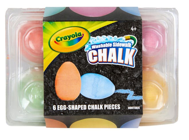 This sidewalk chalk is shaped like eggs for Easter.