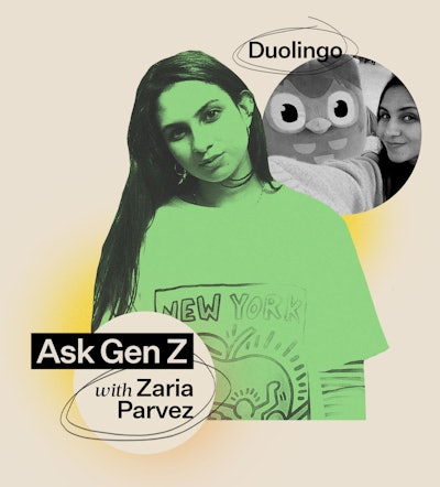 Zaria Parvez of Duolingo's social media team gives advice on being Gen Z in the workplace.