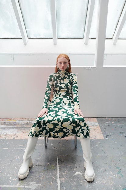 Tanya Taylor Fall/Winter 2022 green floral midi dress