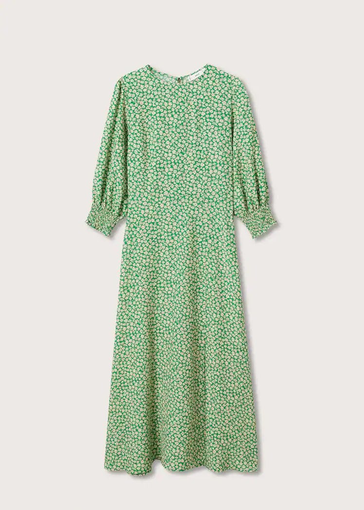 This green floral dress from Mango is affordable and cute.