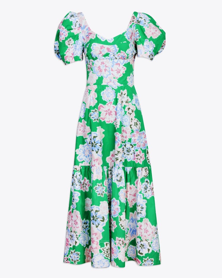 This green floral print dress from Tanya Taylor is perfect for spring.