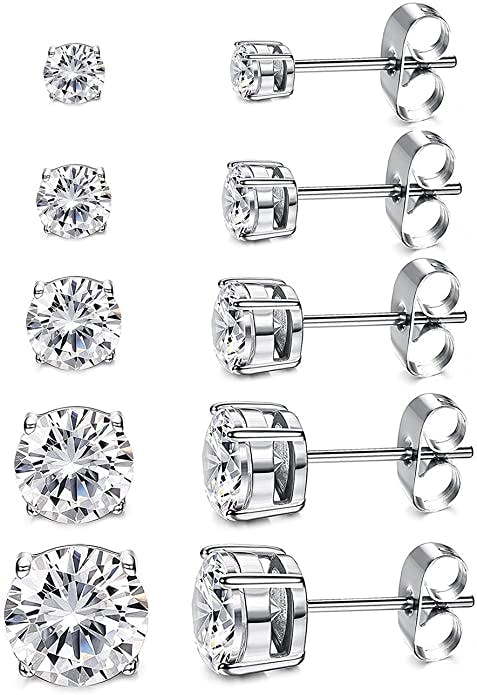Kainier 14K Gold Plated CZ Stud Earrings