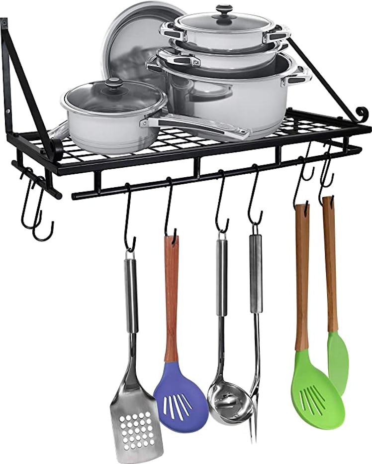 Greenco Wall Mounted Pot And Pan Organizer Shelf