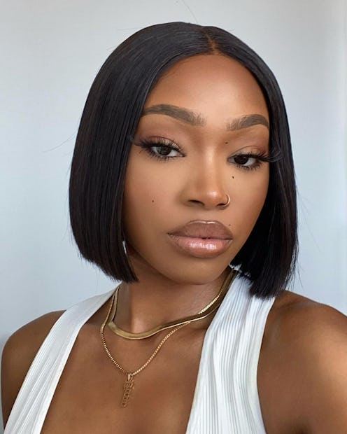 soft glam makeup on dark skin with skin blurring cream