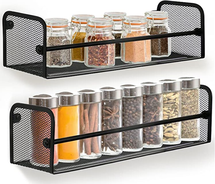 Greenco Wall Mount Single Tier Mesh Spice Rack (2 pack)