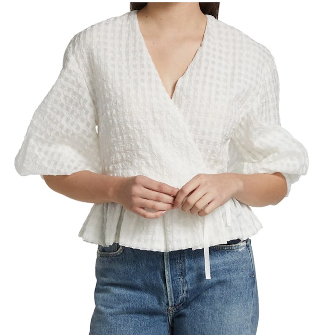 Izzy Gingham Puff-Sleeve Top